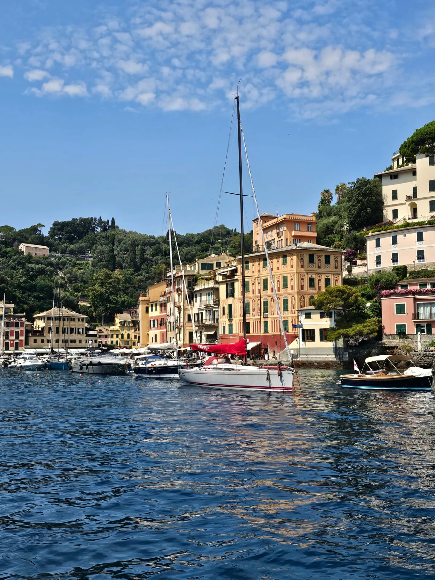 Färgglada hus vid hamnen i Portofino